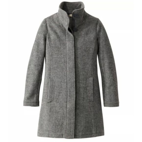 L.L. Bean Boiled Wool Coat Women's 1X Gray Bellandi Preppy Classic Staple NWOT - Picture 1 of 11